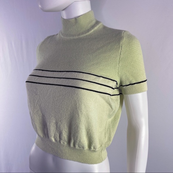 St. John Collection by Marie Gray Size S Green Short Sleeve Cropped Knit Top - Picture 4 of 10
